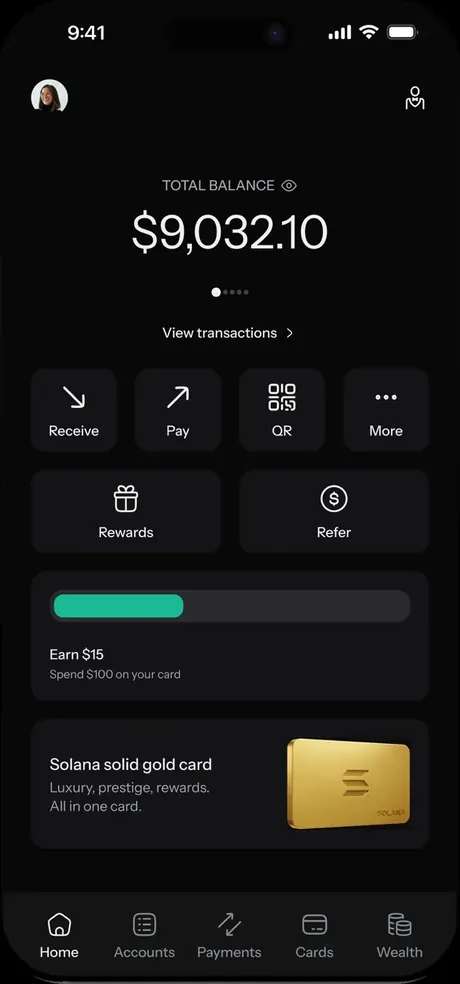 KAST app: home and balance