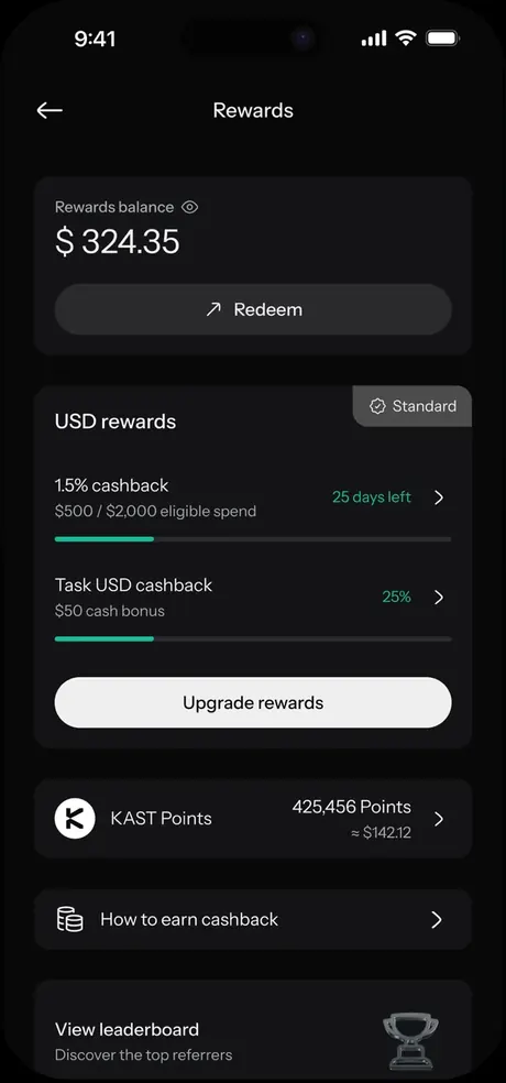 KAST app: rewards and cashback