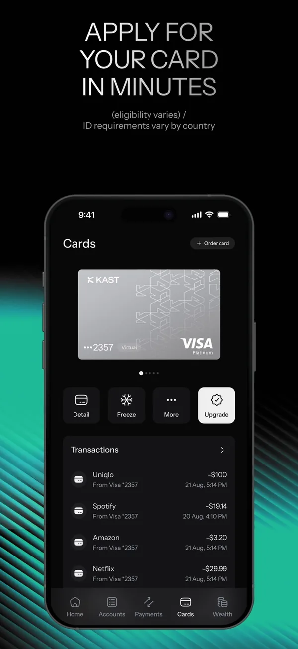 KAST App Store screenshot: apply for your card in minutes