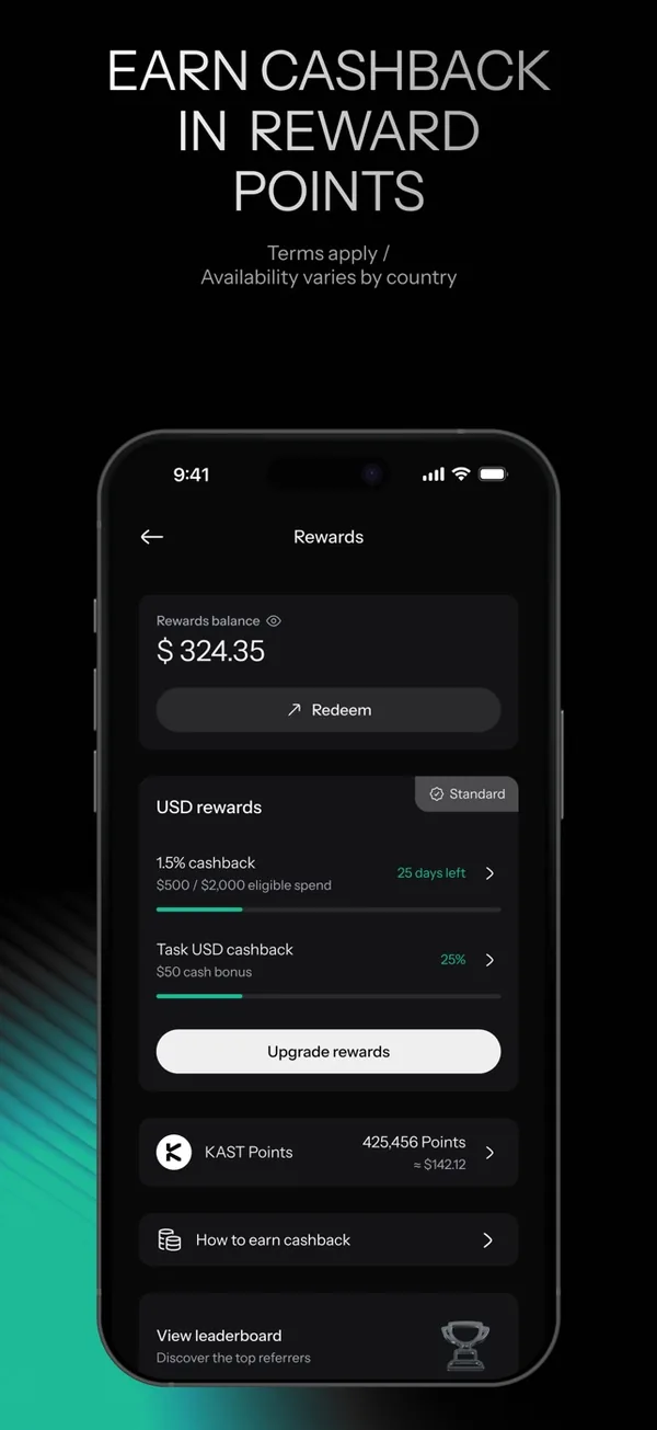 KAST App Store screenshot: earn cashback in reward points