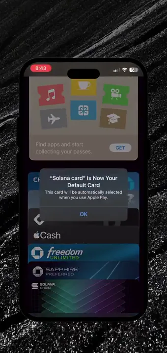 Apple Wallet on iPhone: setting the KAST card as the default card