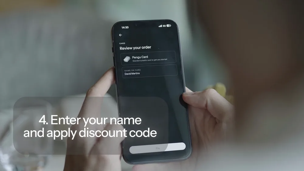 KAST card order review: enter your name and apply a discount code