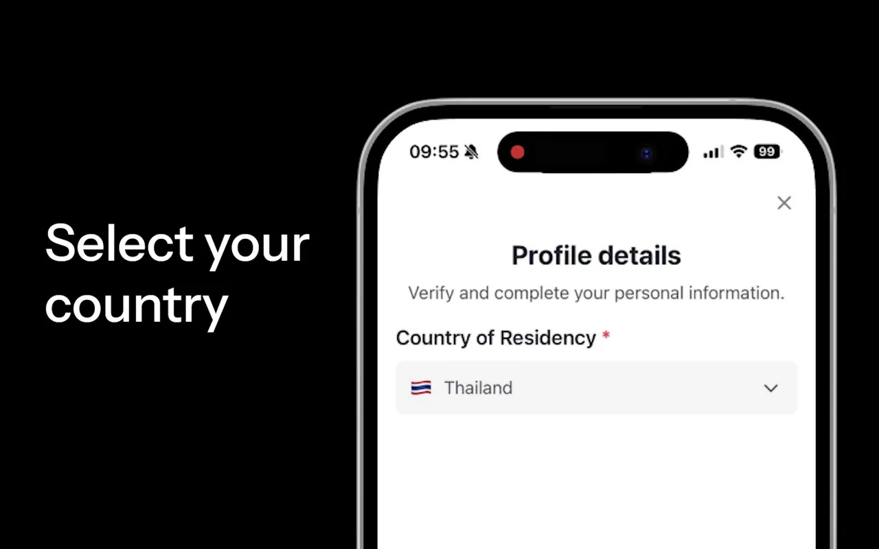 KAST sign-up video: choosing the country of residence
