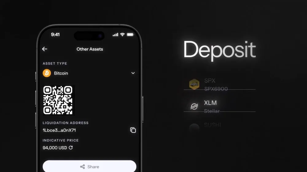 KAST Convert deposit screen with XLM on Stellar in the asset list
