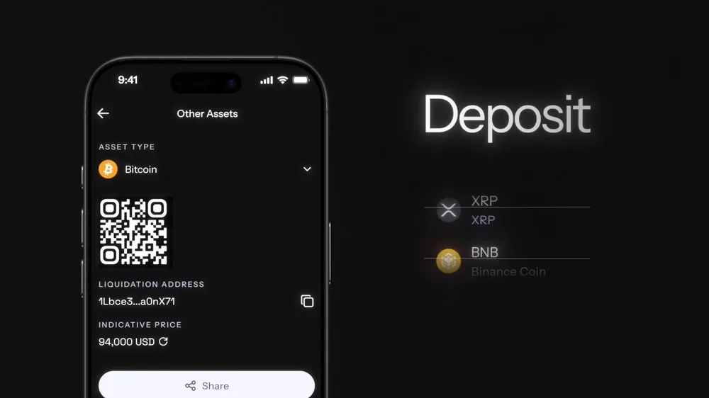 KAST Convert deposit screen with XRP in the asset list