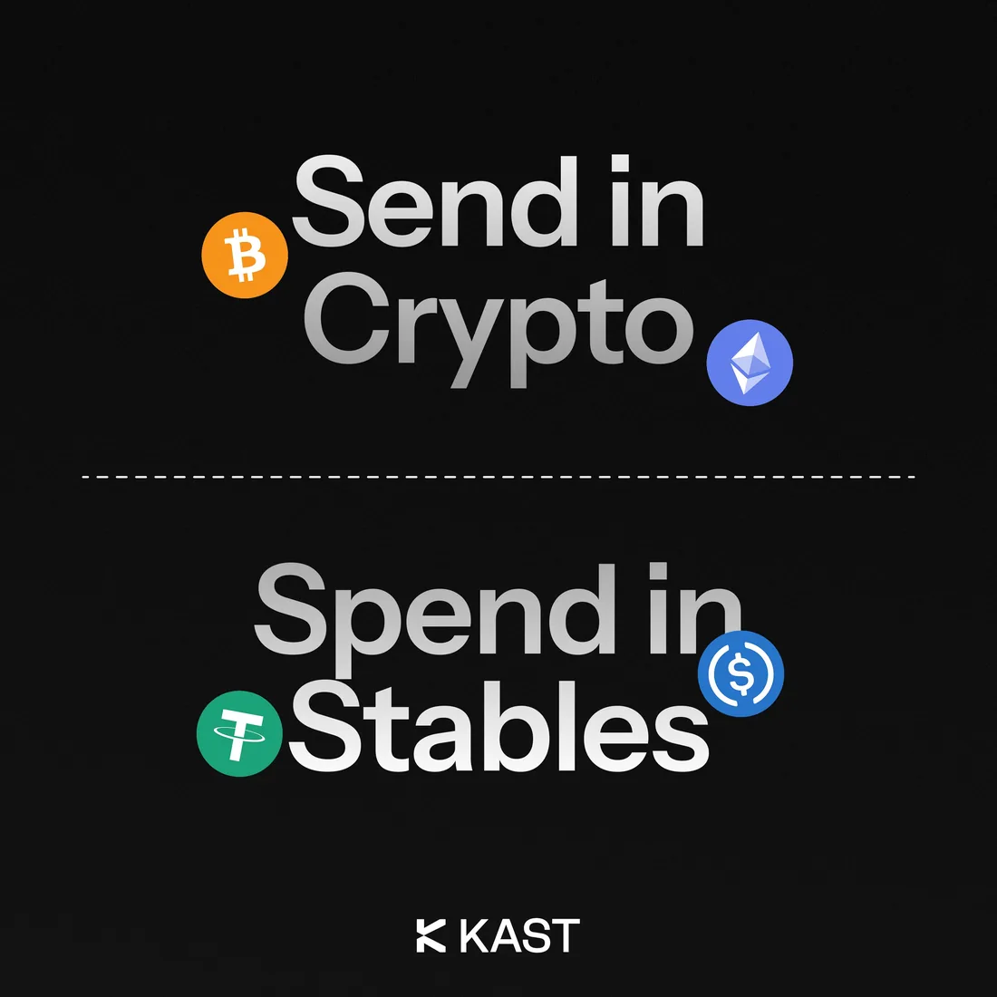 KAST: send in crypto, spend in stablecoins