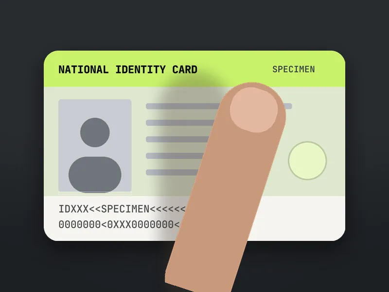 Bad KYC ID photo: a finger covering the details