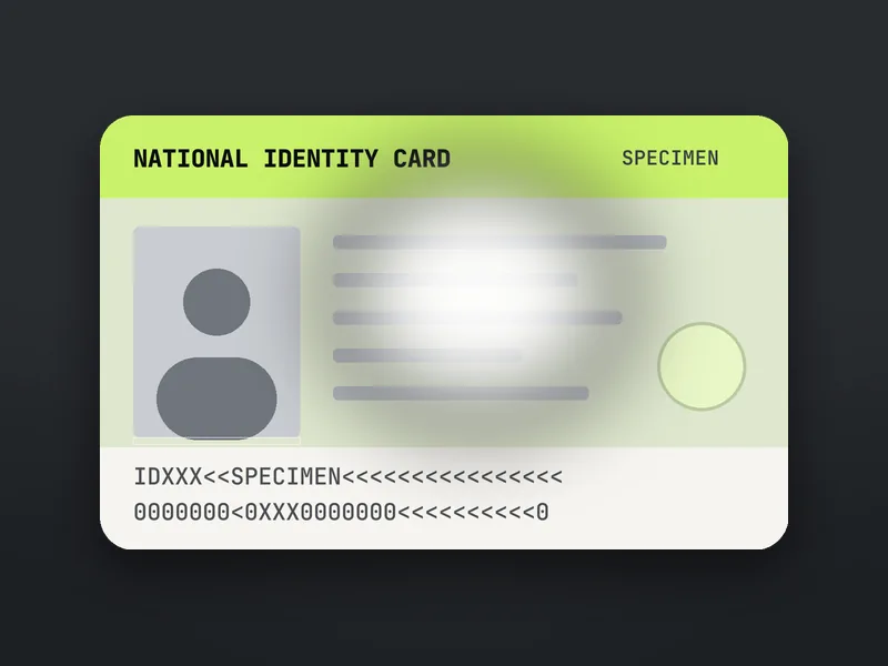 Bad KYC ID photo: flash glare over the details