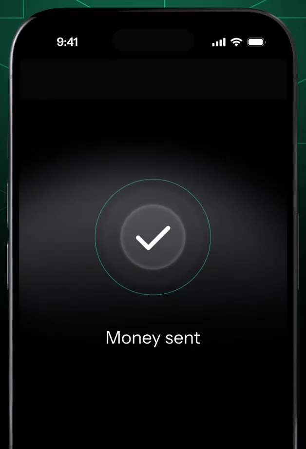 KAST app local payout: money sent confirmation