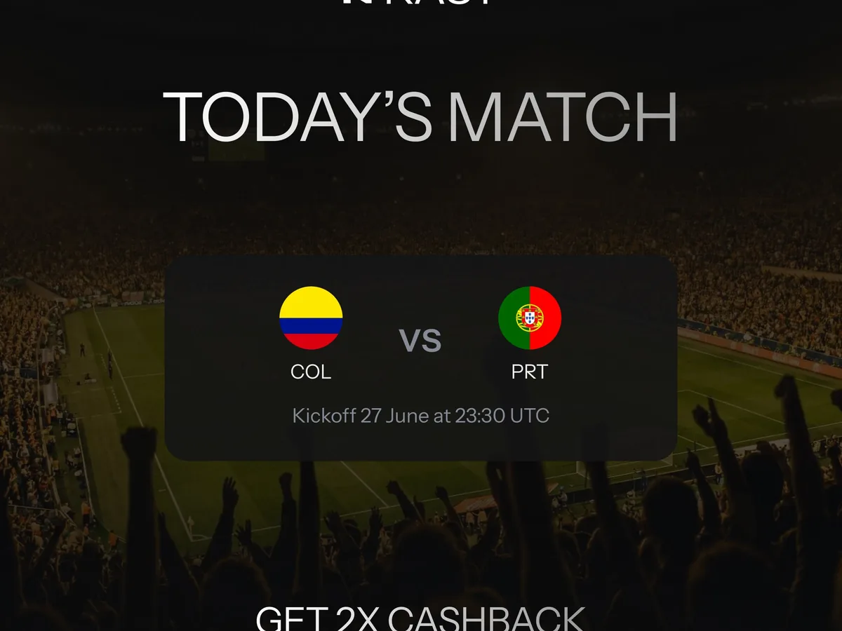 KAST Matchday: Colombia vs Portugal, 2x cashback if you are right