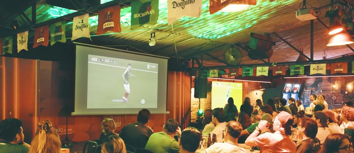 KAST World Cup watch party in Mexico with the match on a big screen