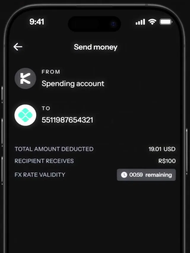 KAST PIX transfer review: total in USD and amount the recipient gets in BRL