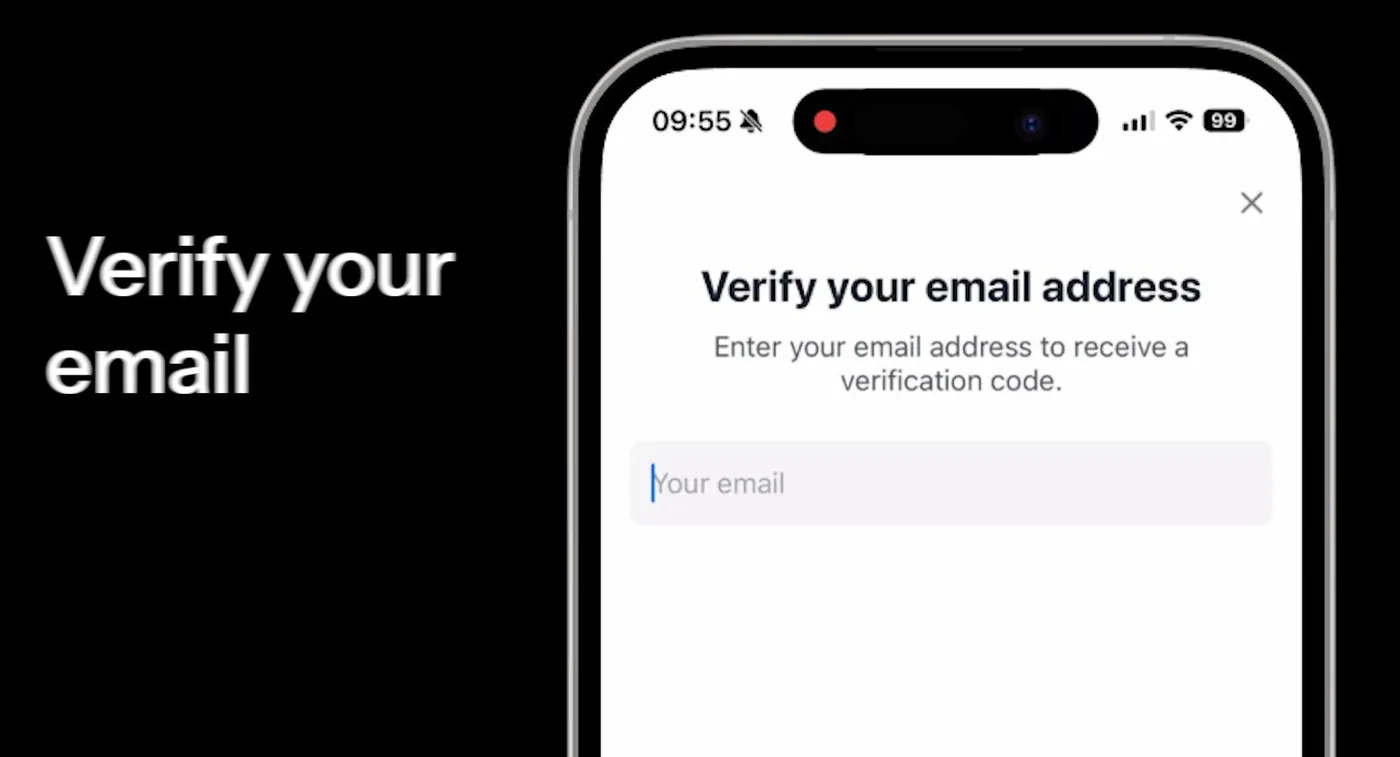 KAST sign-up: verify your email address with a code
