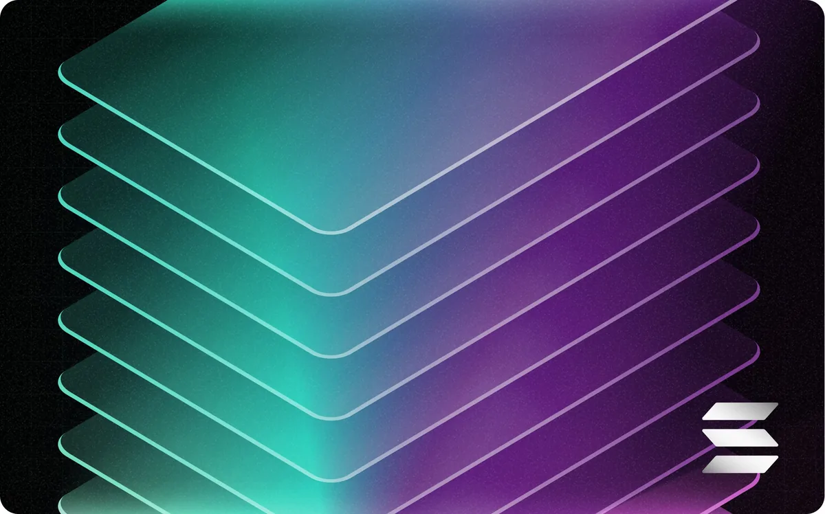 KAST Solana card design with layered Solana-coloured lines