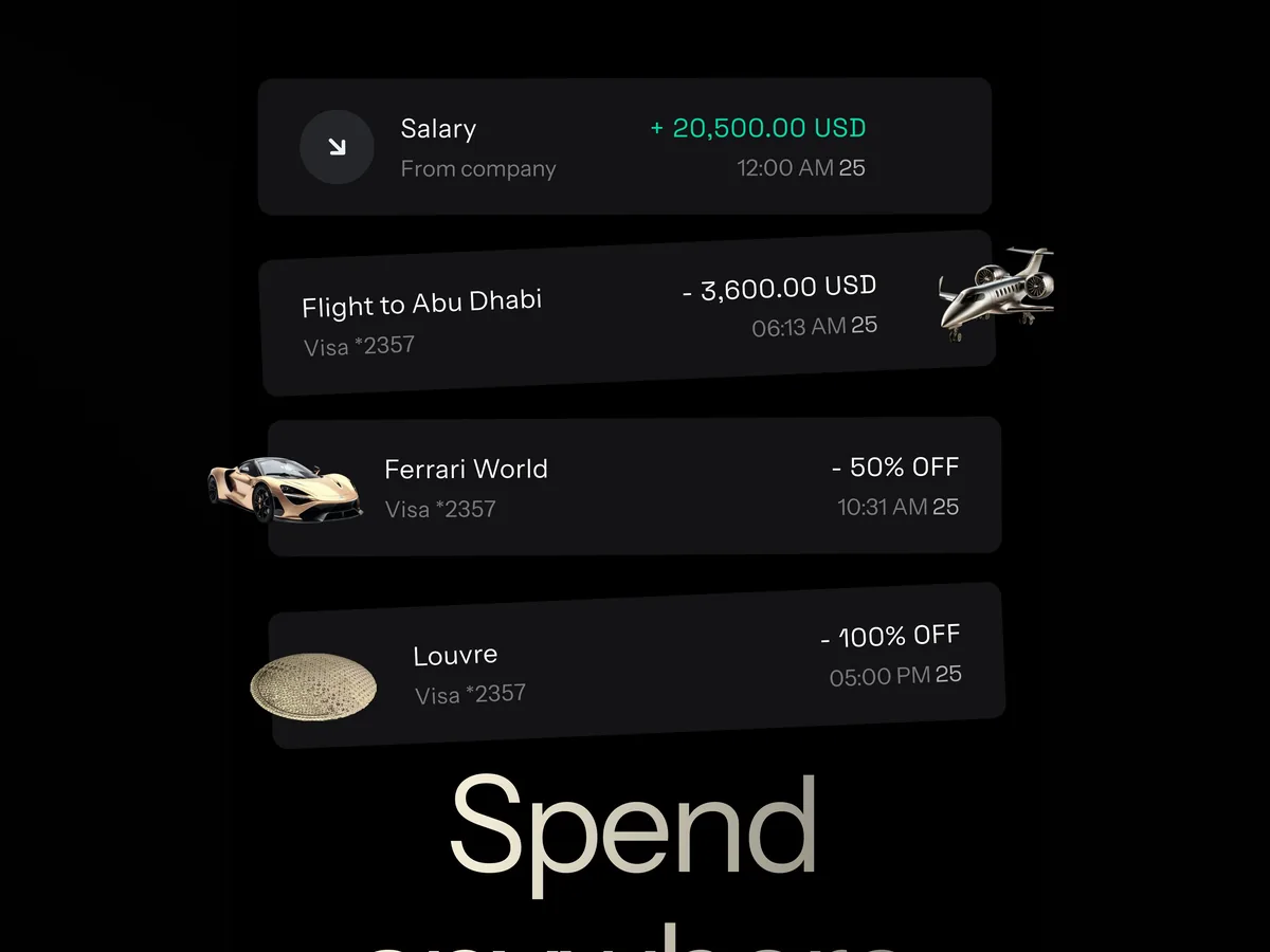 KAST card payments in Abu Dhabi: flight, Ferrari World and Louvre tickets