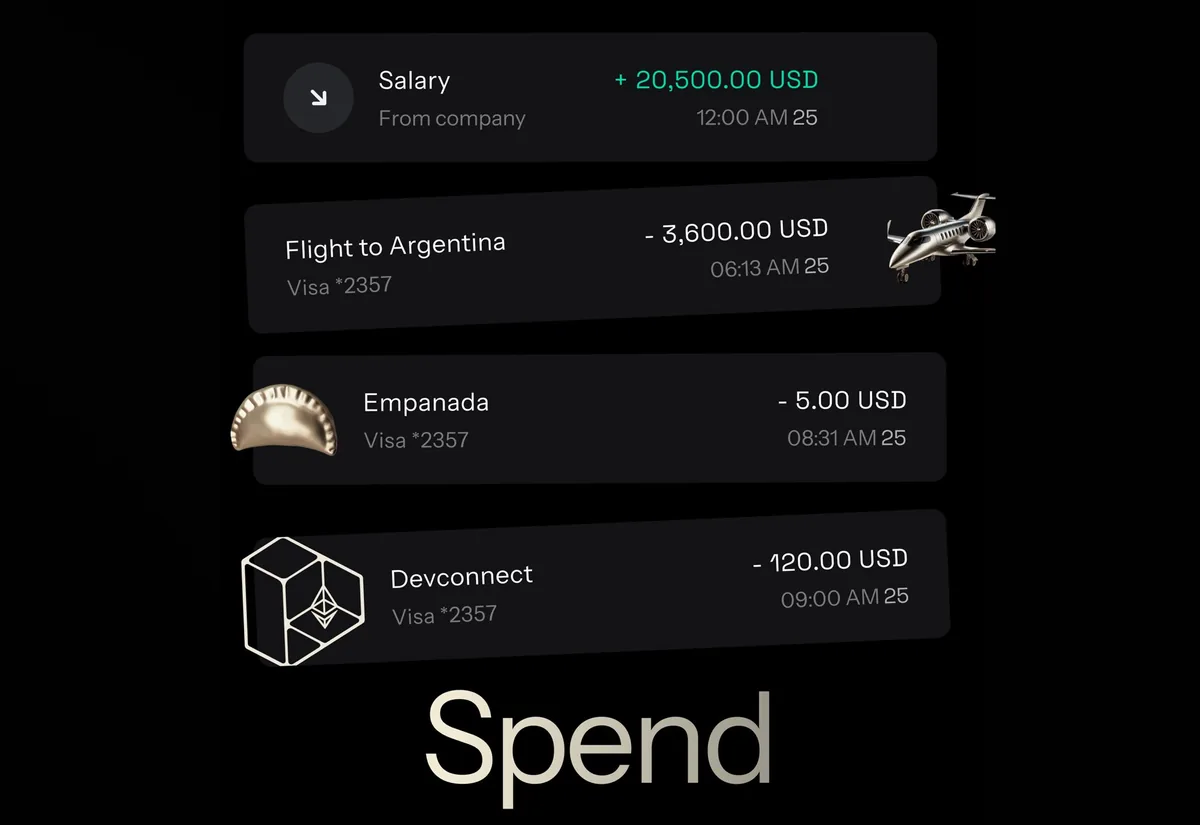 KAST card transactions on a trip to Argentina for Devconnect